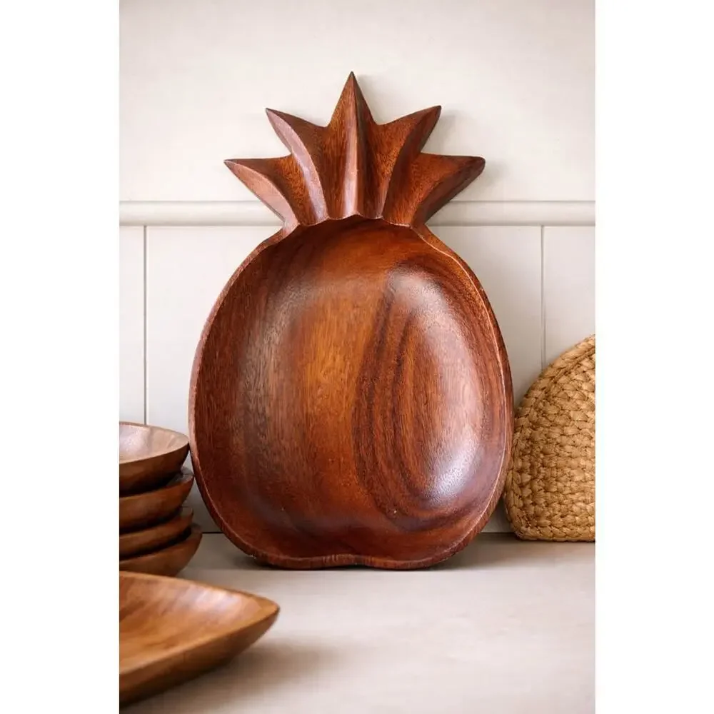 Vintage Tropico Hawaii Pineapple Wood Serving Tray/Bowl